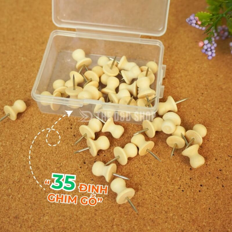 Bộ 35 Đinh Ghim Gỗ Tự Nhiên Trang Trí Tường Cork Và Bảng Gỗ Ghim Bần Bộ 35 Đinh Ghim Gỗ Tự Nhiên Trang Trí Tường Cork Và Bảng Gỗ Ghim Bần, Thiết Kế Đơn Giản Và Tinh Tế