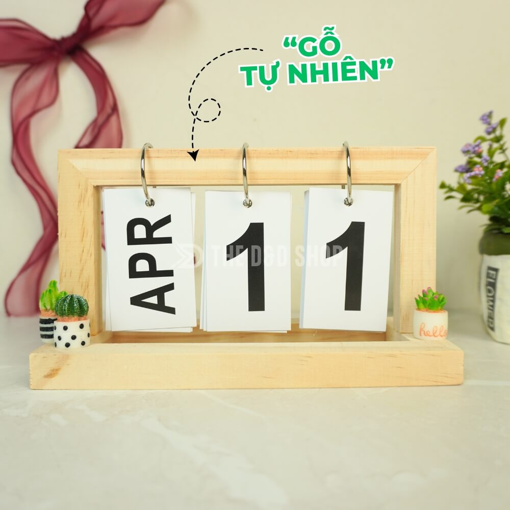 Lịch Gỗ Để Bàn Cập Nhật Mỗi Ngày Với Thiết Kế Mộc Mạc Đơn Giản Thẩm Mỹ